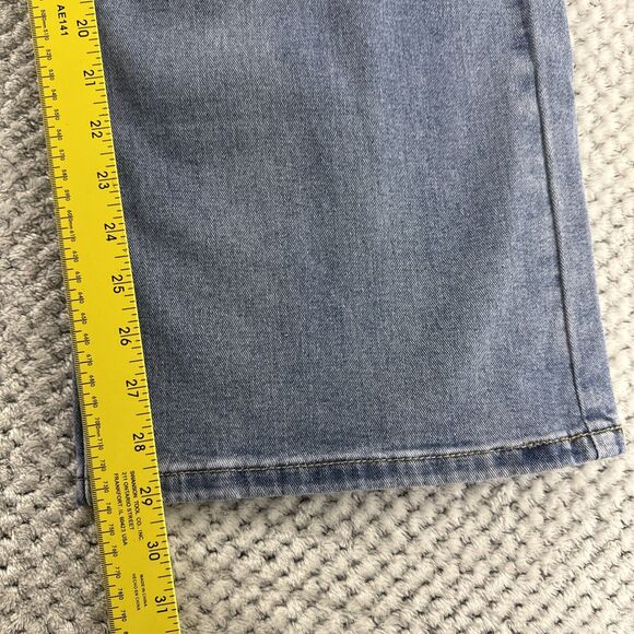 HDLTE Jeans Women M Blue Medium Denim Wash Wide Leg High Rise 5 Pockets Stretchy - Picture 12 of 16